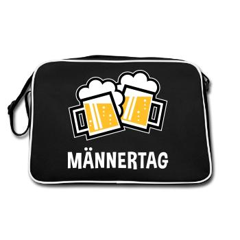 Männertag (Bier Prosit Bayrische Bierkrüge / 3C) - Retro Tasche - Schwarz/Weiß - Hinten