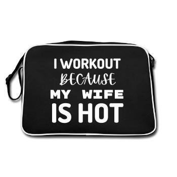 Je m’entraîne parce que ma femme est chaude salle de musculation - Sac Retro - noir/blanc - Dos