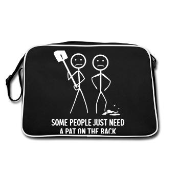 Humorvolles Klaps auf der Rückseite Design - Retro Tasche - Schwarz/Weiß - Hinten