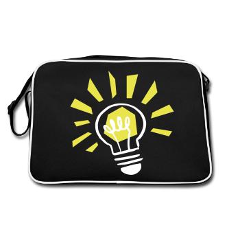 Glühbirne leuchtend / light bulb shining - Retro Tasche - Schwarz/Weiß - Hinten