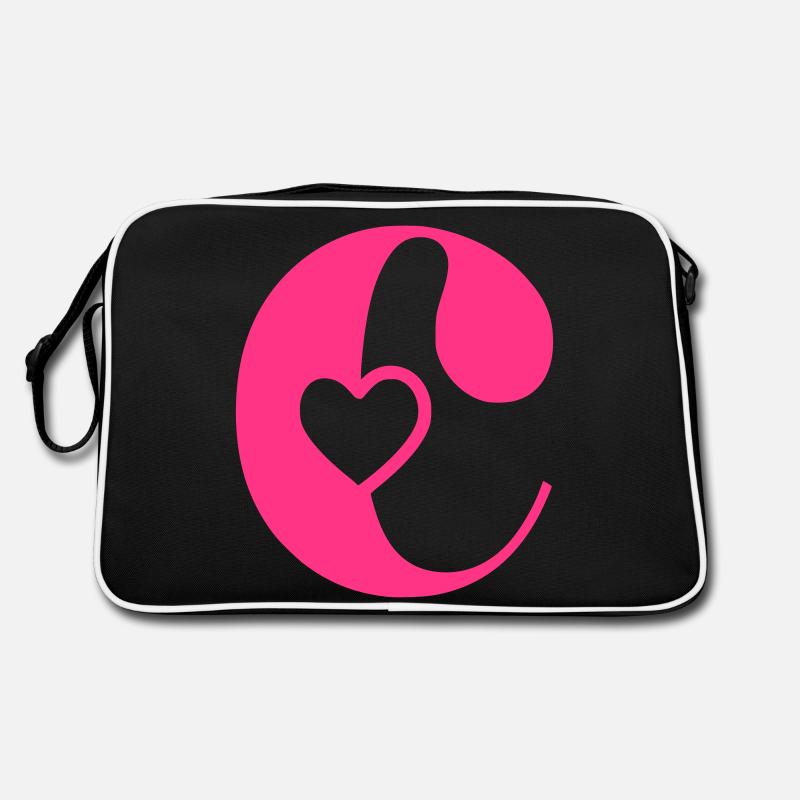 Lettre c Lettre initiale avec cœur Sac Retro