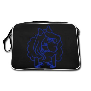 mouton offensé fille femme mauvais œil joli - Sac Retro - noir/blanc - Dos
