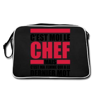 c'est moi le chef ma femme le dernier mot - Sac Retro - noir/blanc - Dos