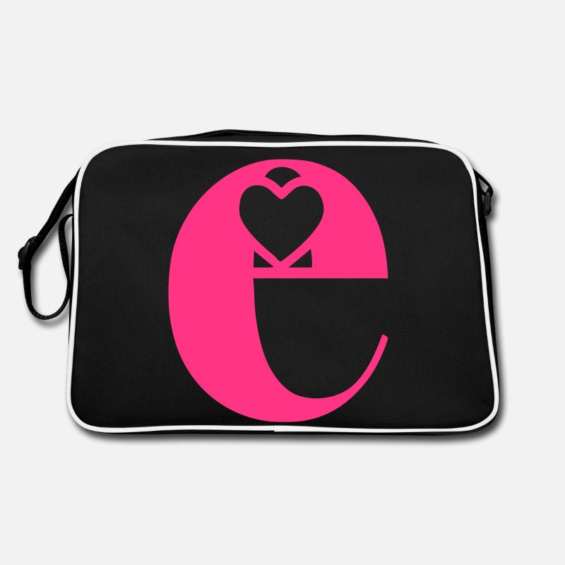Letter e Initial Letter with Heart Retro Bag
