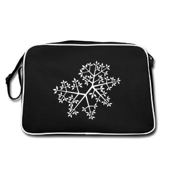 Natur Zweige Äste Blätter - Retro Tasche - Schwarz/Weiß - Hinten