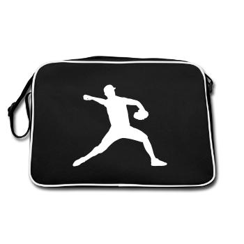 Baseball Batting Ball Pitcher Gift - Retro Bag - black/white - Back