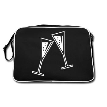 2 Sektgläser (Sekt / Trichter / Zu / White) - Retro Tasche - Schwarz/Weiß - Hinten