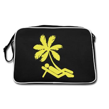palm sunbathing quiet rest - Retro Bag - black/white - Back
