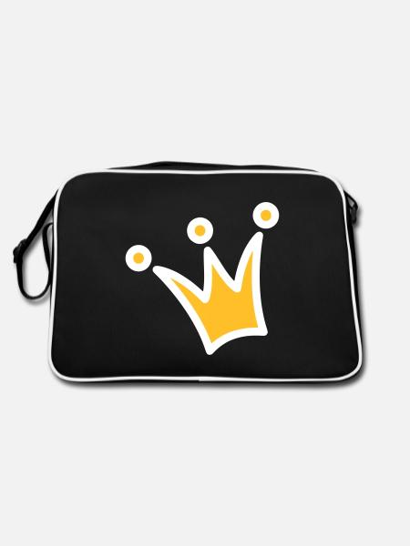 Krone Krönchen Prinzessinnenkrone Prinzessin Prinz - Retro Tasche - Schwarz/Weiß - Hinten