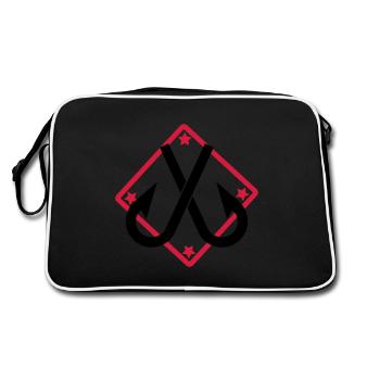 Fischer - Fischerei - Retro Tasche - Schwarz/Weiß - Hinten