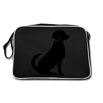 Dog vector shadow graphic. dog black shadow - Retro Bag - black/white - Back