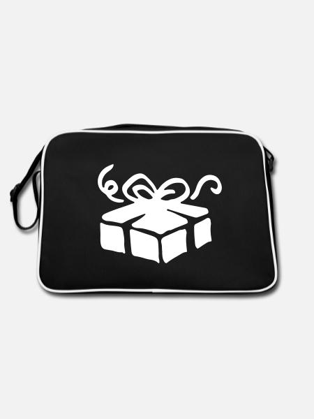 Schachtel Geschenk / gift box - present - Retro Tasche - Schwarz/Weiß - Hinten