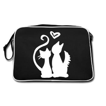 Chats amoureux / chats amoureux - amoureux des chats - Sac Retro - noir/blanc - Dos