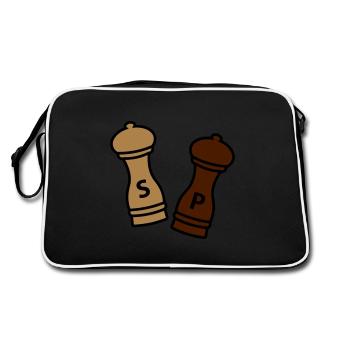 Sel et poivre / idée cadeau chef amateur / épice - Sac Retro - noir/blanc - Dos