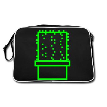 Cactus Cacti Retro Video Game Pixel Flower Pot - Retro Bag - black/white - Back