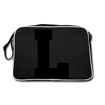 L - capital letter single, bold and serif - Retro Bag - black/white - Back