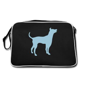Grande Silhouette De Chien Contour Dangereux Bordure - Sac Retro - noir/blanc - Dos