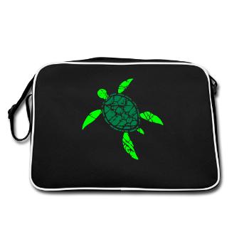 Turtle Pattern Cracks Scratches Vintage Retro - Retro Bag - black/white - Back