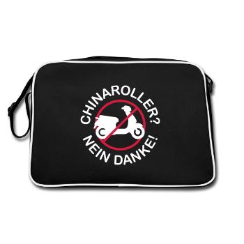 Chinaroller? Nein Danke! (2-farbig) - Retro Tasche - Schwarz/Weiß - Hinten