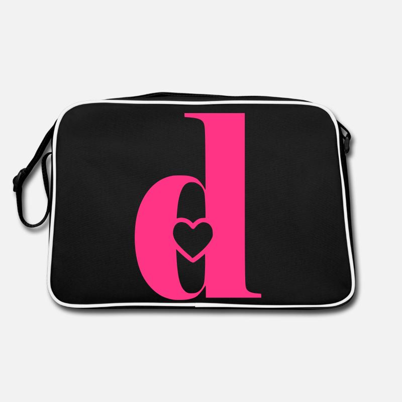 Letter d Initial letter with heart Retro Bag