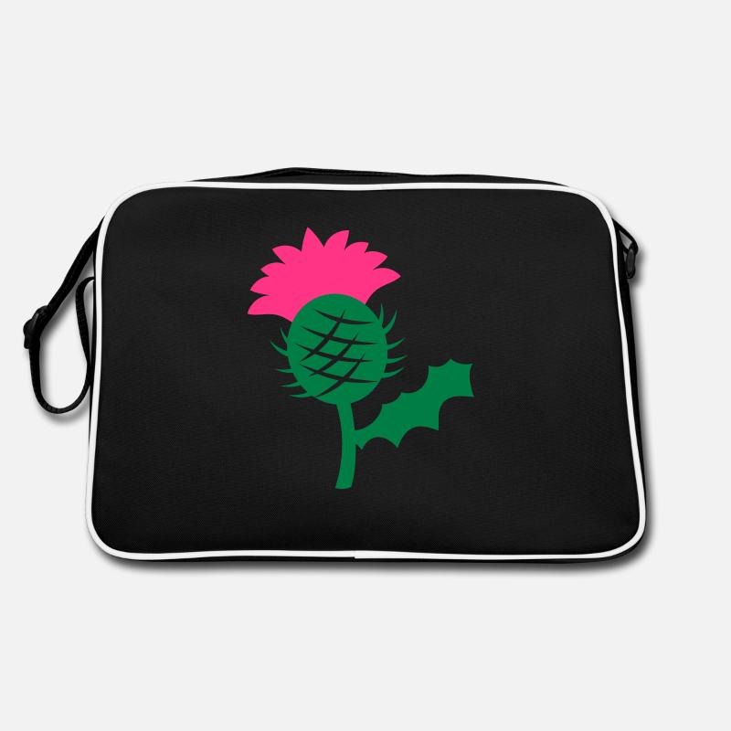 Einzel Kopf Blume der schottischen Distel - Retro Tasche - Schwarz/Weiß