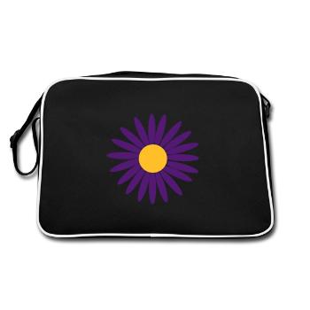 purple flower - Retro Bag - black/white - Back