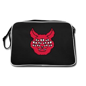 Cat Demon Many Eyes Devil Hell Evil Monster - Retro Bag - black/white - Back