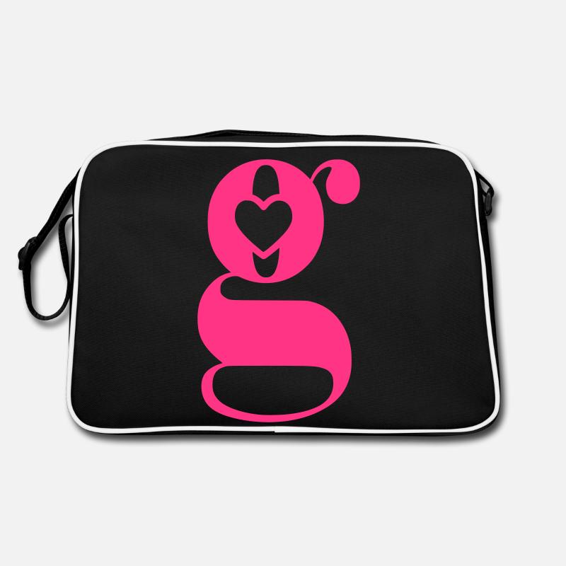 Buchstabe g Anfangsbuchstabe mit Herz Retro Tasche