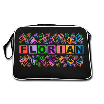 FLORIAN colourful cubes - Retro Tasche - Schwarz/Weiß - Hinten