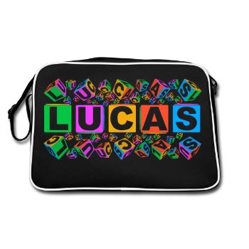 LUCAS colourful cubes - Retro Tasche - Schwarz/Weiß - Hinten