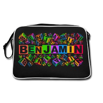 BENJAMIN colourful cubes - Retro Tasche - Schwarz/Weiß - Hinten