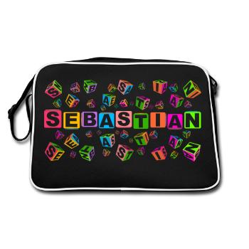 SEBASTIAN colourful cubes - Retro Tasche - Schwarz/Weiß - Hinten