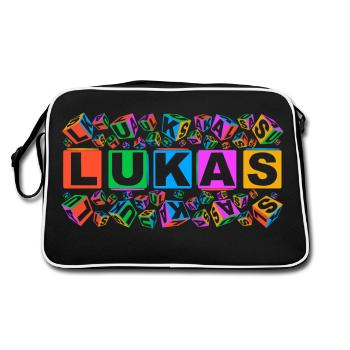 LUKAS colourful cubes - Retro Tasche - Schwarz/Weiß - Hinten