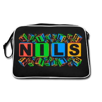 NILS colourful cubes - Retro Tasche - Schwarz/Weiß - Hinten
