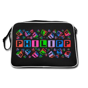 PHILIPP colourful cubes - Retro Tasche - Schwarz/Weiß - Hinten