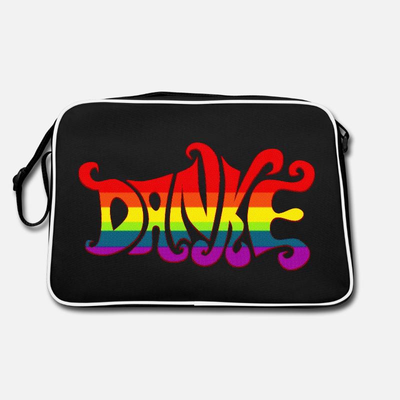 Danke Regenbogen Vielfalt sixties bunt Dankbarkeit Retro Tasche