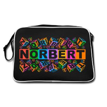NORBERT colourful cubes - Retro Tasche - Schwarz/Weiß - Hinten
