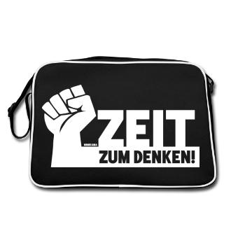 Zeit zum Denken - Retro Tasche - Schwarz/Weiß - Hinten