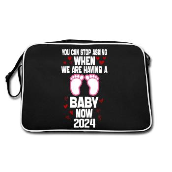 you can't stop asking when we are having baby now - Sac Retro - noir/blanc - Dos