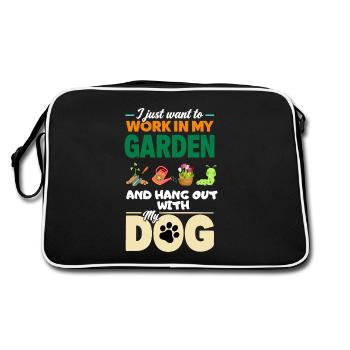 Garden Dog Gardener Allotment Flowers Funny - Retro Bag - black/white - Back