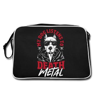 Metalhead Headbanger Heavy Music Death Metal Dog - Retro Bag - black/white - Back