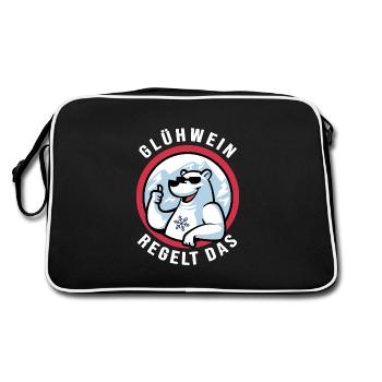 Winterbaden & Gühwein Eisbader Winterparty - Retro Tasche - Schwarz/Weiß - Hinten
