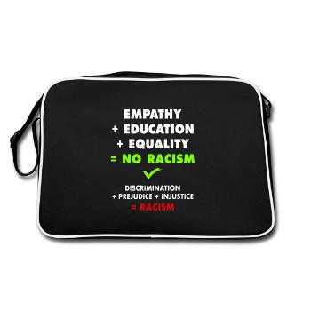Sag NEIN zu Rassismus! - Retro Tasche - Schwarz/Weiß - Hinten