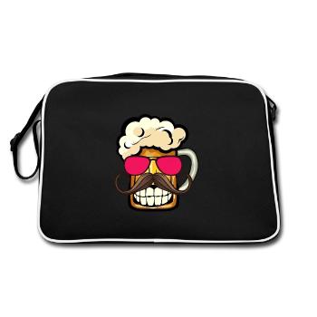 biere sourire moustache lunette soleil fun chope m - Sac Retro - noir/blanc - Dos