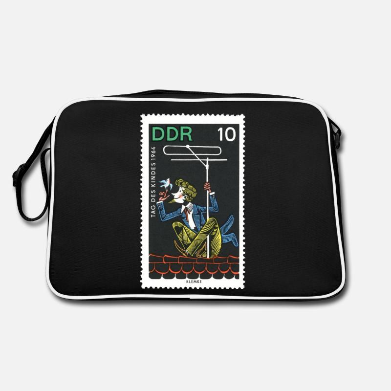 Briefmarke - Retro Tasche - Schwarz/Weiß