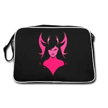 Sweet devil girl - Teufelin - Retro Tasche - Schwarz/Weiß - Hinten