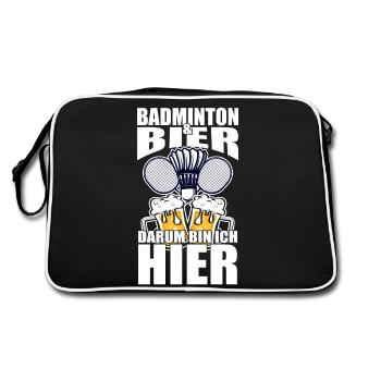 Drôle de dicton : La bière de badminton, c’est pour ça que je suis là - Sac Retro - noir/blanc - Dos