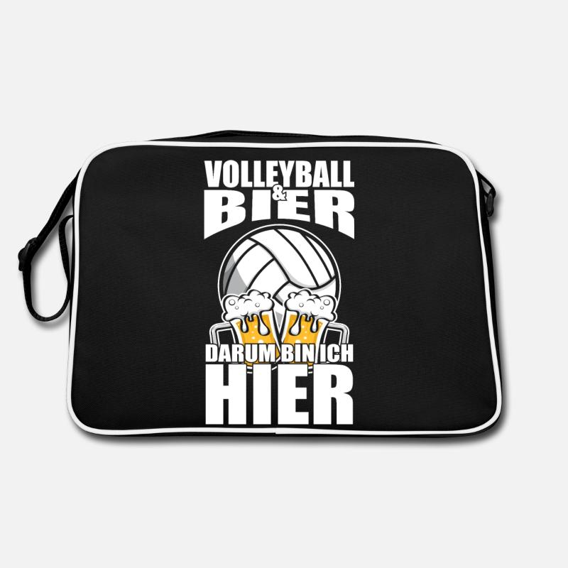 Lustiger Spruch Volleyball Bier darum bin ich hier Retro Tasche