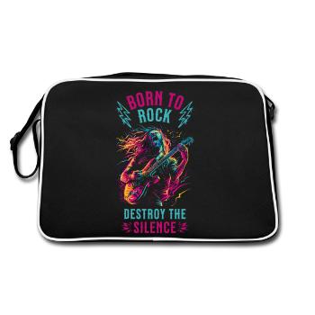 Gitarrist E-Gitarre Rock Punk Metal Splash Neon - Retro Tasche - Schwarz/Weiß - Hinten