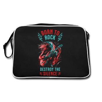 Gitarrist E-Gitarre Rock Punk Metal Splash Neon - Retro Tasche - Schwarz/Weiß - Hinten